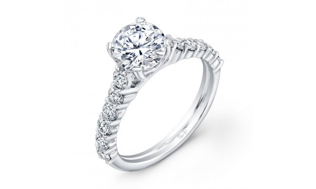 Uneek Round Diamond Engagement Ring with XS Melee Diamonds Shared-Prong Set on Upper Shank - USM01XS-6.5RD