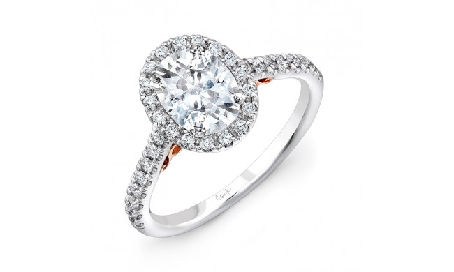 Uneek Fiorire Oval Diamond Halo Engagement Ring with Pave Shank - A101WR-8X6OV