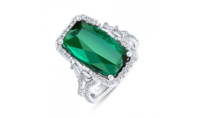 Uneek Precious Cushion Green Tourmaline Engagement Ring - R3003U