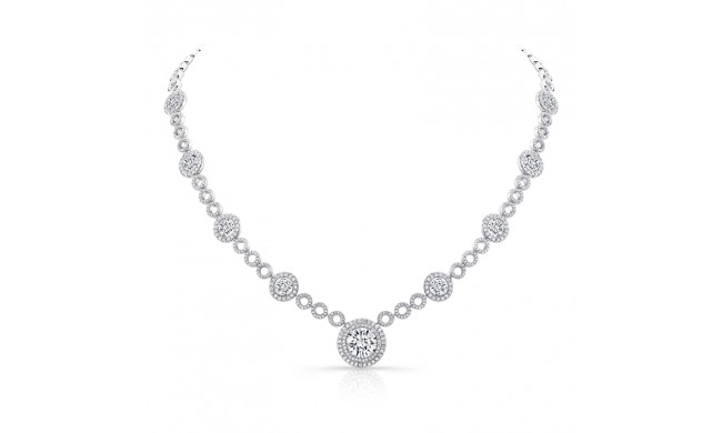 Uneek Contemporary Round Diamond Halo Motif Necklace - LVN687