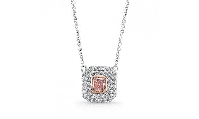 Uneek Radiant-Cut Pink Diamond Double Halo Pendant - LVN605