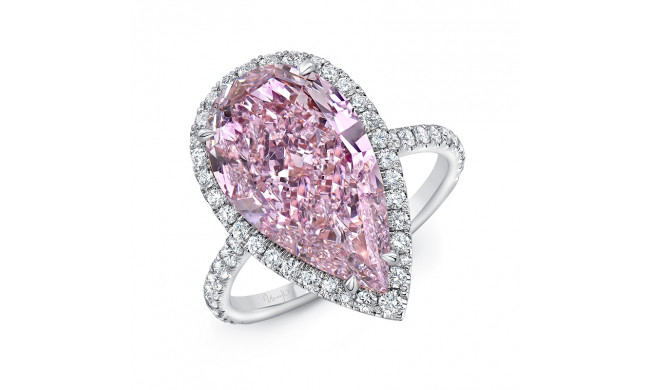 Uneek Pear Shaped Pink Purple Diamond Engagement Ring I1 GIA Certified with White Diamond Side Stones - LVS032PEDD