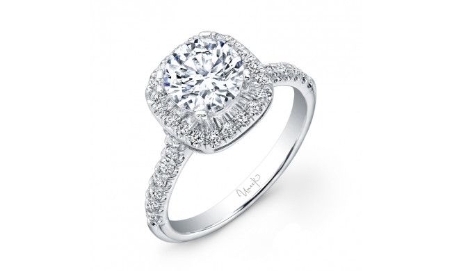Uneek Classic Round-Diamond-on-Cushion-Halo Engagement Ring with U-Pave Upper Shank - USM04CU-6.5RD