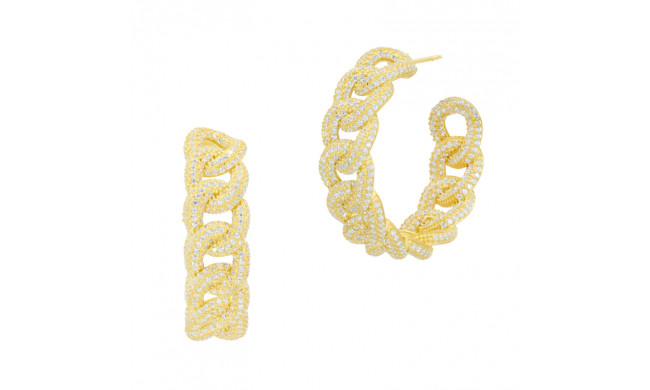Freida Rothman Pave All Over Chain Link Hoop Earrings - AHYZE11-14K
