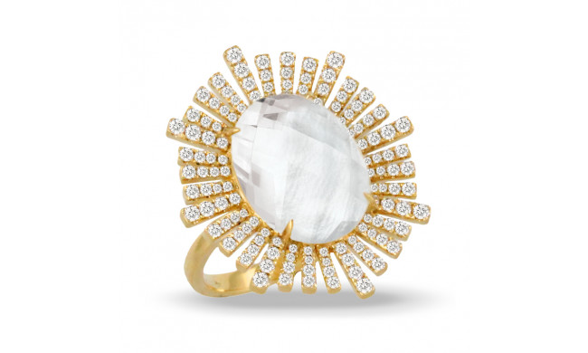 Doves White Orchid 18k Yellow Gold Diamond Ring - R8996WMP
