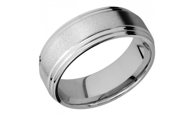 Lashbrook Cobalt Chrome 8mm Men's Wedding Band - CC8F2S+ANGLE+STONE_POLISH