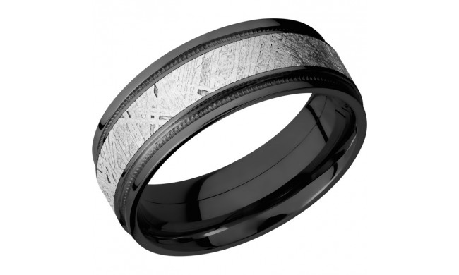 Lashbrook Black Zirconium Meteorite 8mm Men's Wedding Band - Z8FGEW2UMIL14_METEORITE+POLISH