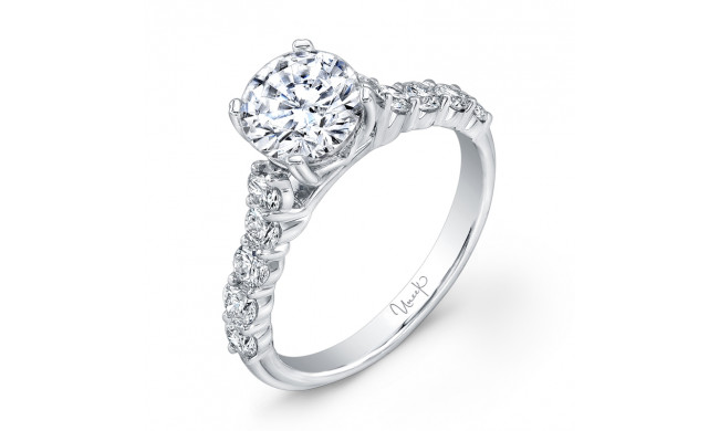 Uneek Round Diamond Engagement Ring with Medium-Sized Melee Diamonds Shared-Prong Set on Upper Shank - USM01M-6.5RD