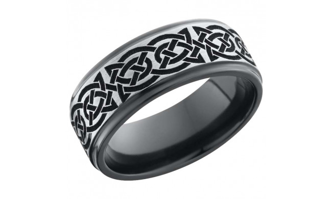 Lashbrook Black Zirconium 8mm Men's Wedding Band - Z8FGE_BLCVCELTIC10_SILVER+SATIN_POLISH