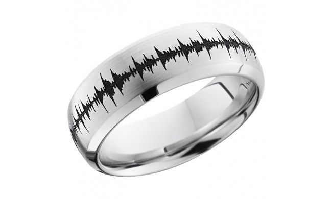 Lashbrook Cobalt Chrome 8mm Men's Wedding Band - CC8DB_LCVSOUNDWAVE+SATIN_POLISH