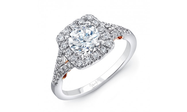 Uneek Cancelli Round Diamond Engagement Ring with Cushion-Shaped Halo and Pave Split Shank - A104CUWR-6.5RD