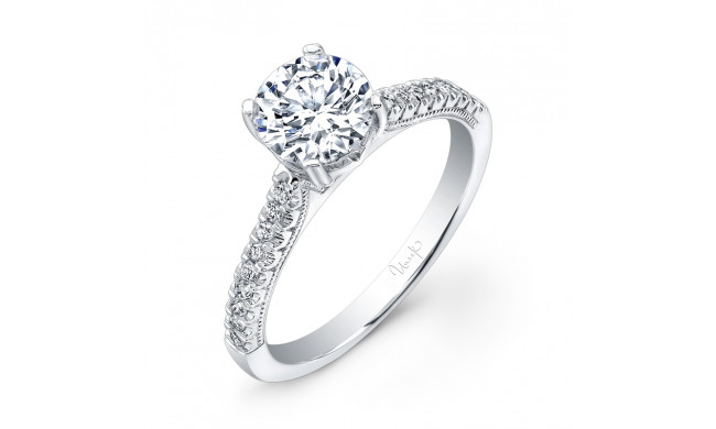 Uneek Round Diamond Engagement Ring with U-Pave Upper Shank and Milgrain Accents - USM025-6.5RD
