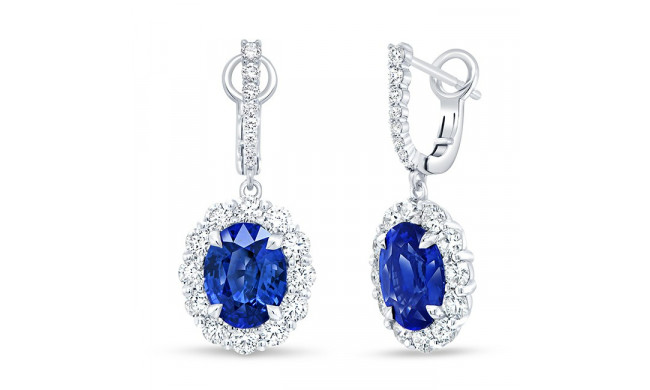 Uneek Blue Sapphire Drop Diamond Earrings - LVE10155BS