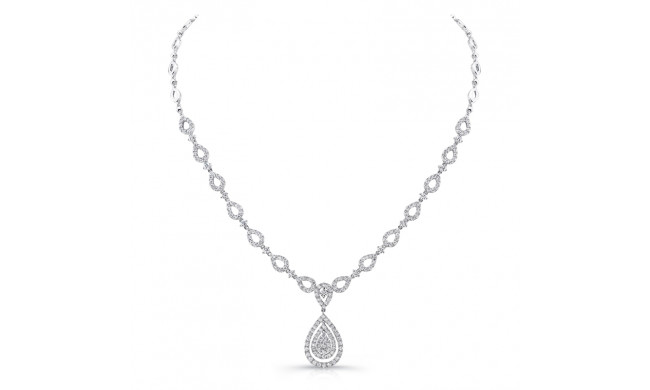 Uneek 4-Carat Teardrop-Motif Diamond Cluster Necklace with Double Floating Halo Around Center Cluster - LVNM03