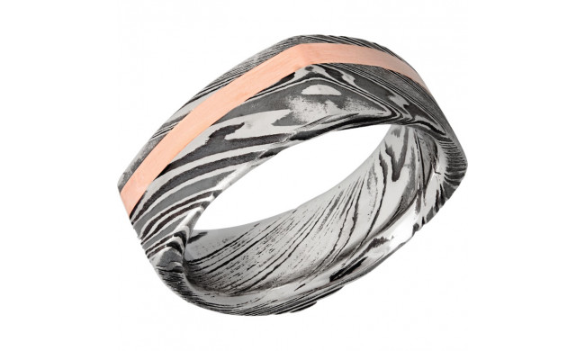 Lashbrook Black Rose & White Damascus Steel 8mm Men's Wedding Band - D8FSQ12OCWOODGRAIN_14KR+ACID