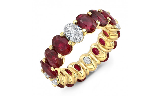 Uneek Oval Ruby and Oval Diamond Eternity Band - ETOVRUD