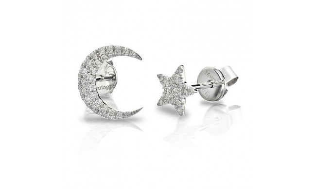 Meira T White Gold Moon and Star Earrings