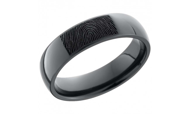 Lashbrook Black Zirconium 6mm Men's Wedding Band - Z6D_BLCVFINGERPRINT+POLISH