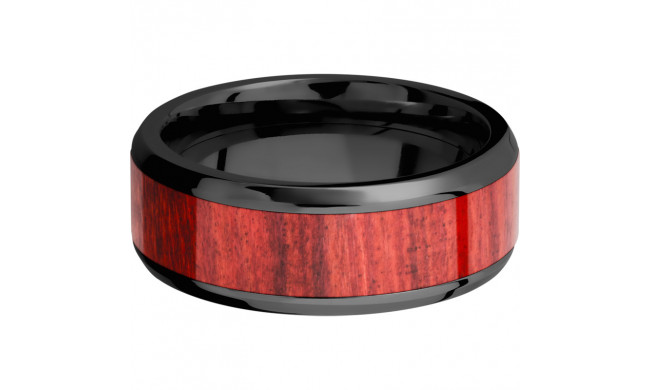 Lashbrook Black Zirconium Hardwood 8mm Men's Wedding Band - ZHW8B15(NS)_REDHEART+POLISH