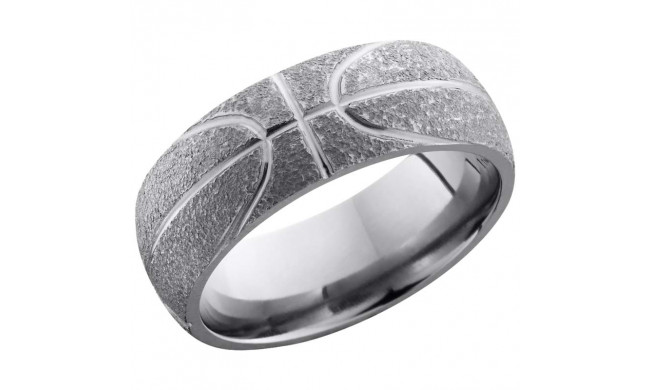 Lashbrook Titanium 8mm Men's Wedding Band - 8D_BASKETBALL+STIPPLE