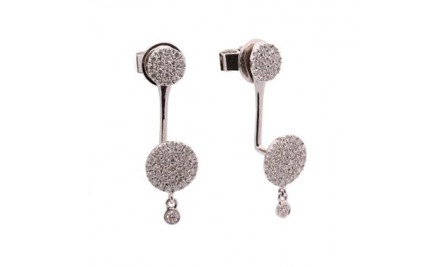 Meira T 14k White Gold Pave Disc Earring Jackets