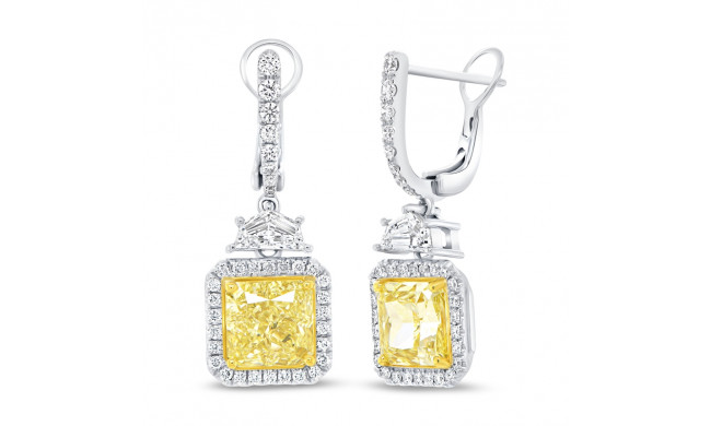 Uneek Natureal Radiant Fancy Yellow Diamond Earrings - LVE715FYRAD