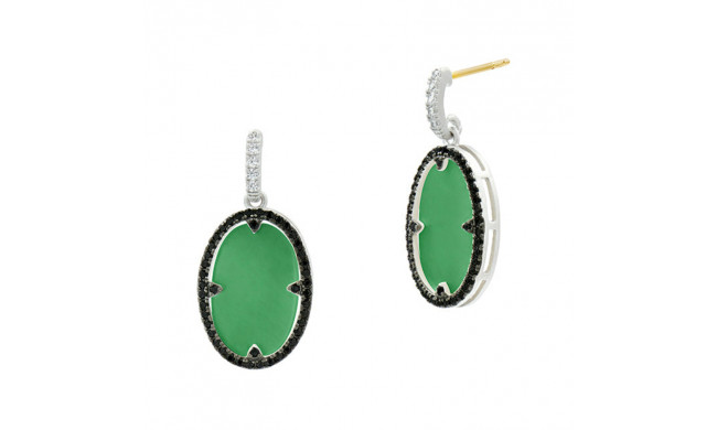 Freida Rothman Industrial Finish Green Agate Oval Short Drop Earring - IFPKZME49-1-14K