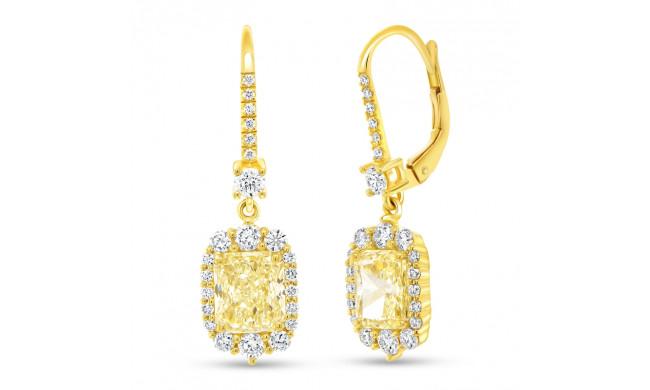 Uneek Petals Radiant Fancy Yellow Diamond Earrings - LVE945Y