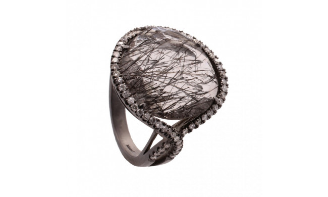 Meira T Black Rhodium Quartz and Diamond Cocktail Ring