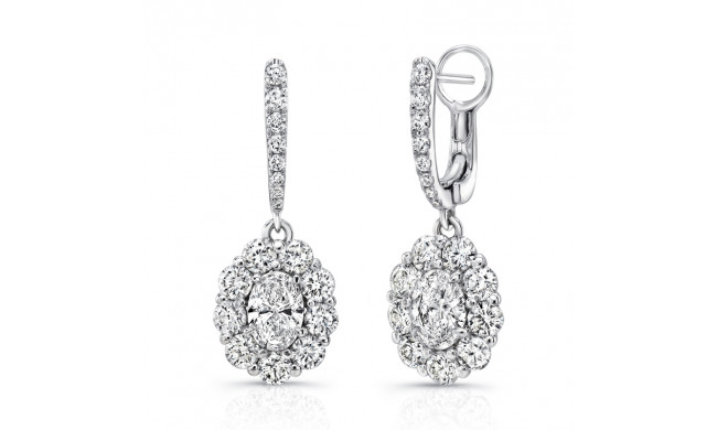 Uneek Oval Diamond Drop Earrings with Scallop-Illusion Diamond Halos - LVE1015OV