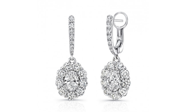 Uneek Oval Diamond Drop Earrings with Scallop-Illusion Diamond Halos - LVE1015OV