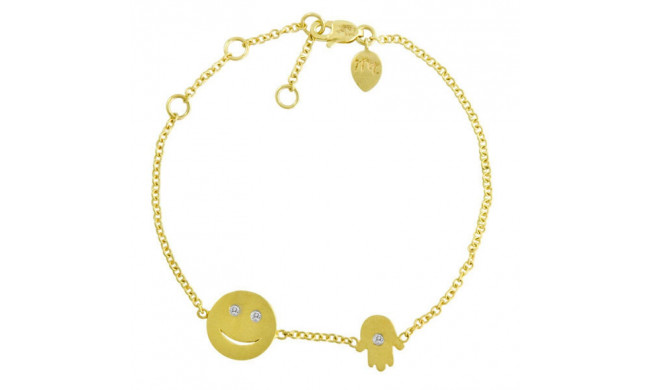 Meira T 14k Yellow Gold Happy Face and Hamsa Bracelet