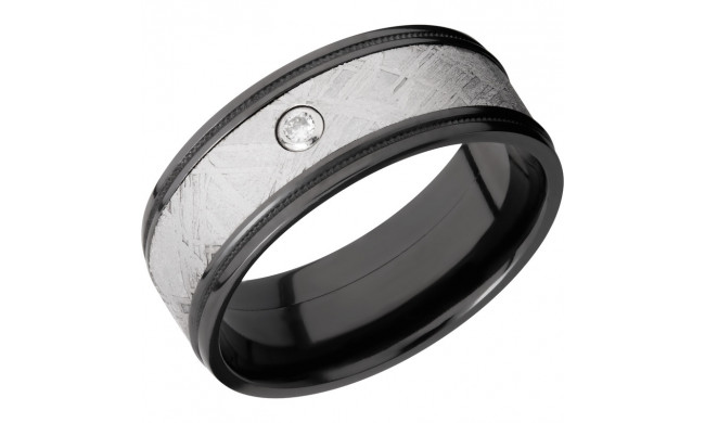 Lashbrook Black Zirconium Meteorite 8.5mm Men's Wedding Band - Z8.5FGEW2UMIL15_METEORITEDIA.05B+POLISH