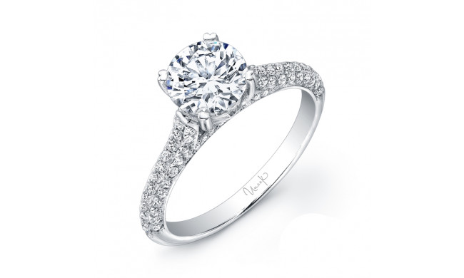 Uneek Round Diamond Non-Halo Engagement Ring with Three-Sided Pave Upper Shank - USM03-6.5RD