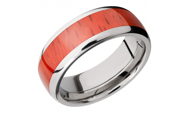 Lashbrook Titanium Hardwood 8mm Men's Wedding Band - HW8D15_PADAUK+POLISH