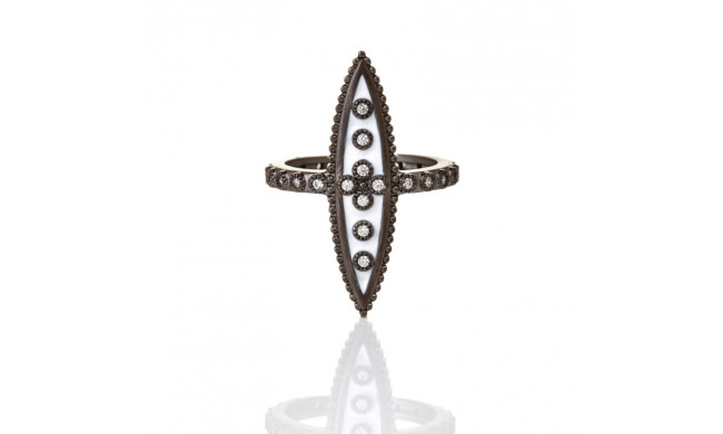 Freida Rothman White Enamel Pointed Ring - KZR090007B-W-5