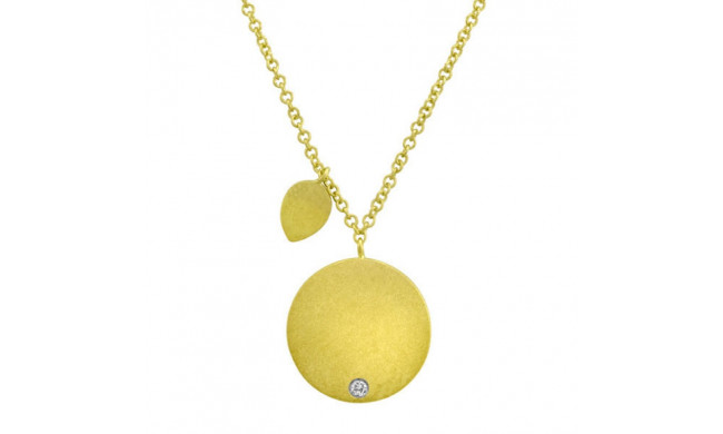 Meira T Yellow Gold and Diamond Engravable Disc Necklace