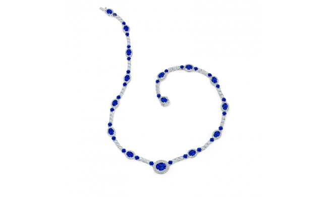 Uneek Blue Sapphire Diamond Necklace - LVN697OVBS