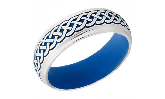 Lashbrook Cobalt Chrome 7mm Men's Wedding Band - CC7DGE_LCVCELTIC9+SATIN+NRABLUEINANDOUT