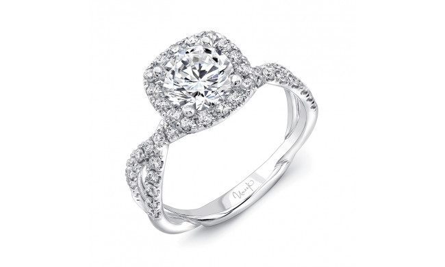 Uneek Round-Diamond-on-Cushion-Halo Engagement Ring with Double Pave Infinity-Style Crisscross Shank - SM818CU-6.5RD