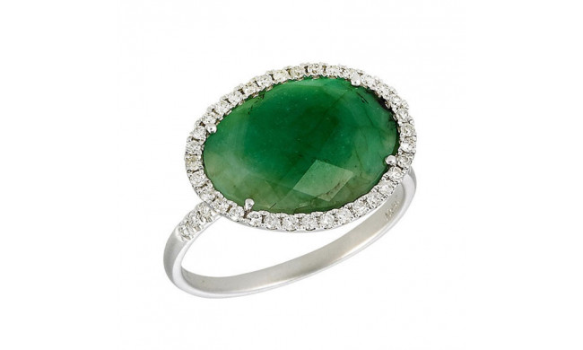 Meira T White Gold Rough Emerald and Diamond Ring