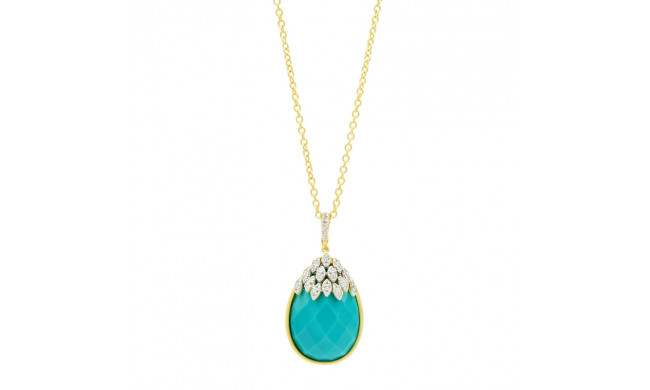 Freida Rothman Fleur Bloom Empire Turquoise Teardrop Pendant Necklace - FBPYZTQN51-30