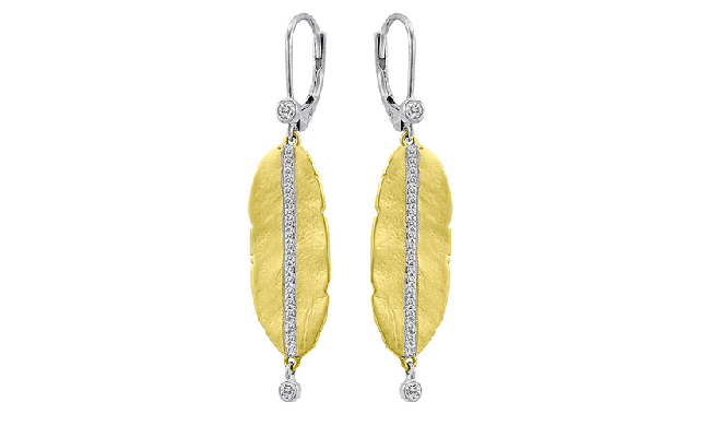 Meira T 14k Yellow Gold Diamond Long Leaf Earrings