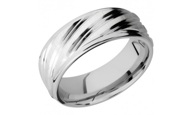 Lashbrook Cobalt Chrome 8mm Men's Wedding Band - CC8REFDBSTRIPE+CROSS+SATIN_POLISH