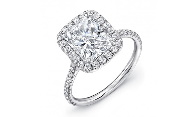 Uneek Radiant-Cut Diamond Halo Engagement Ring with Ornate Gallery - LVS857