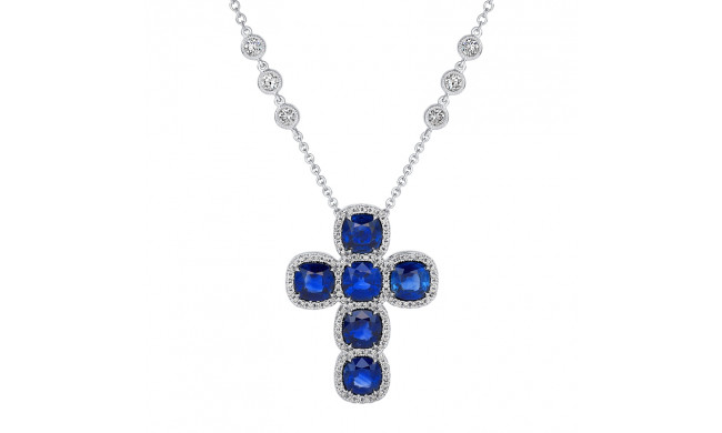 Uneek Sapphire and Diamond Cross Pendant - LVN1016BS
