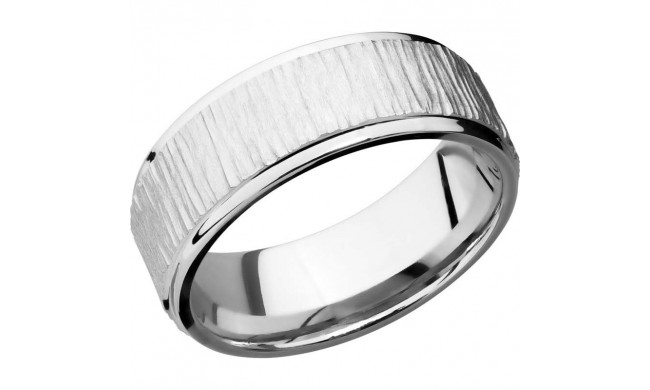 Lashbrook Cobalt Chrome 8mm Men's Wedding Band - CC8FGE+TREEBARK+1_POLISH