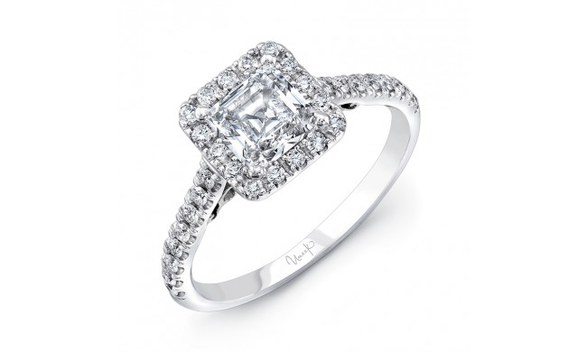 Uneek Fiorire Princess-Cut Diamond Engagement Ring with Squale Halo, Pave Shank and Under-the-Head Filigree - A101PRW-5.5PC