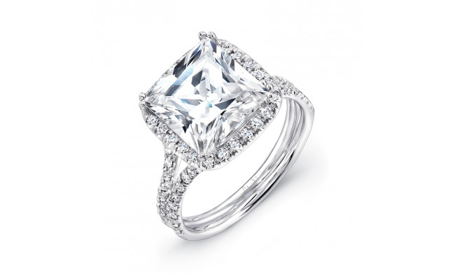 Uneek 3-Carat Princess-Cut Diamond Halo Engagement Ring with Silhouette Double Shank - LVS853