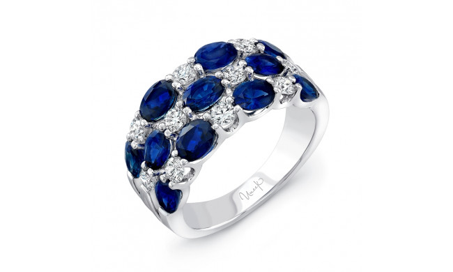 Uneek Three-Row Oval Blue Sapphire and Round Diamond Band - LVBLG0531S